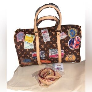 🔥 $200 SALE Fashion Murakami Brown Travel Duffle Bag 45cm